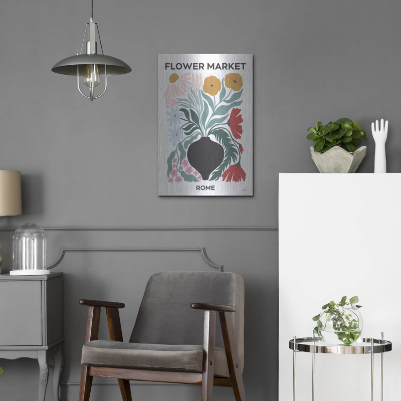 Art mural en métal Winston Porter «Flower Market 6» par Laura Marshall, H 24 po x l 16 po