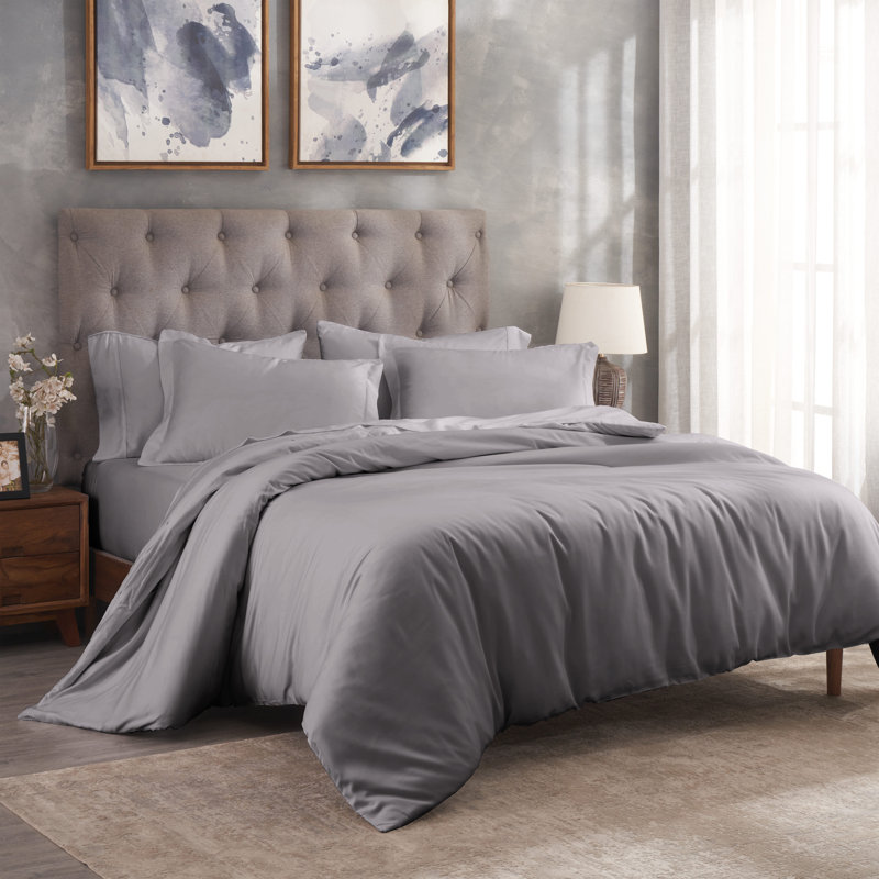 Modal from Beechwood 300 Thread Count Lightweight 3 Piece Duvet Cover Set, Gray, King/California King