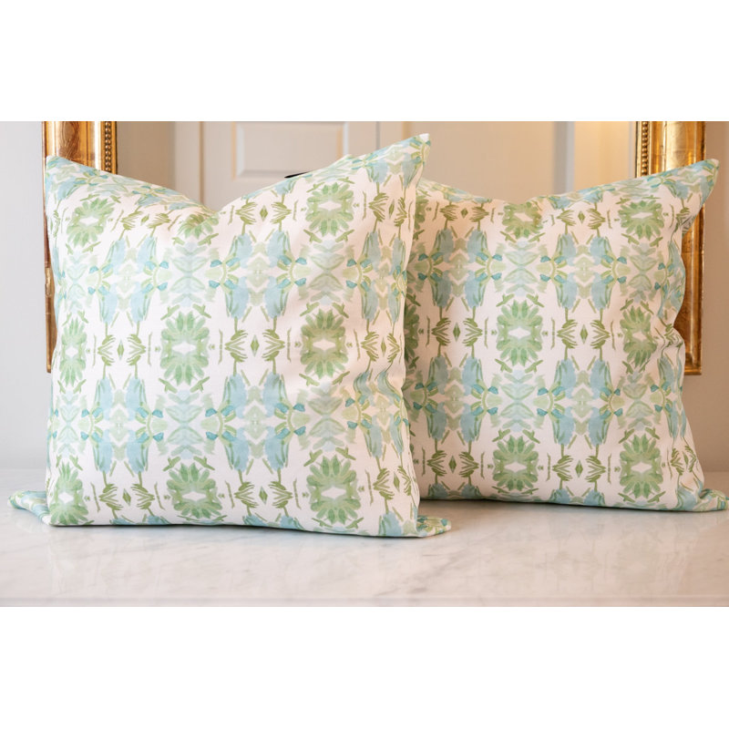 Wildflowers I Small Repeat Luxury Throw Pillow, Blue/Sage Green Floral, 22"H x 22"W