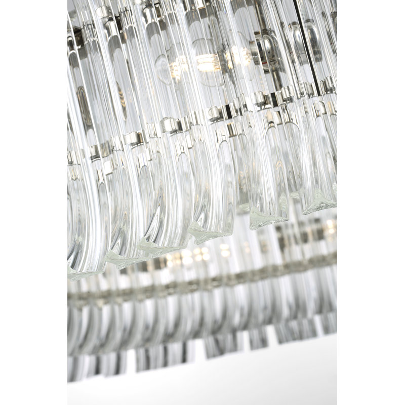 AERIN Rhine 36" Ring Chandelier with Crystal, Polished Nickel