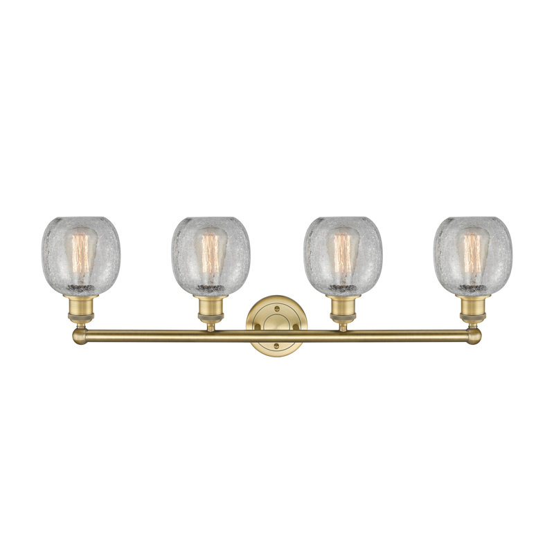 Éclairage pour meuble-lavabo 4 lumières Carlucci, Transparent craquelé, Laiton brossé