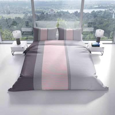 17 Stories Faver Microfiber Striped Duvet Cover Set with Pillow Shams and Pillowcases