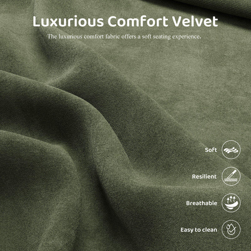 Fauteuil d'appoint rembourré avec repose-pieds Kyah, Velours vert