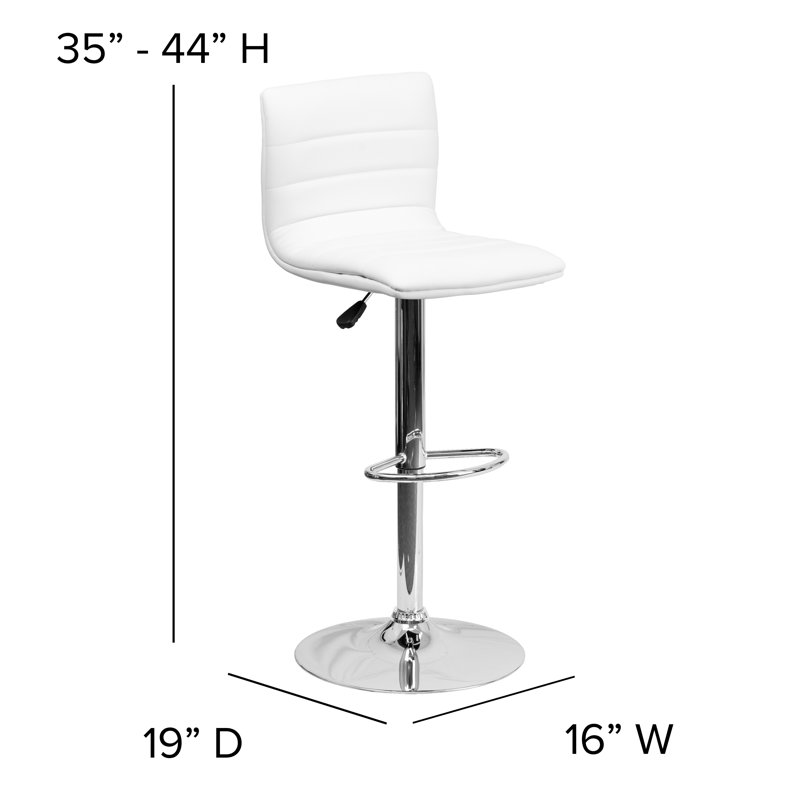 Clift Modern Upholstered Adjustable-Height Barstool with Footrest, White, 1