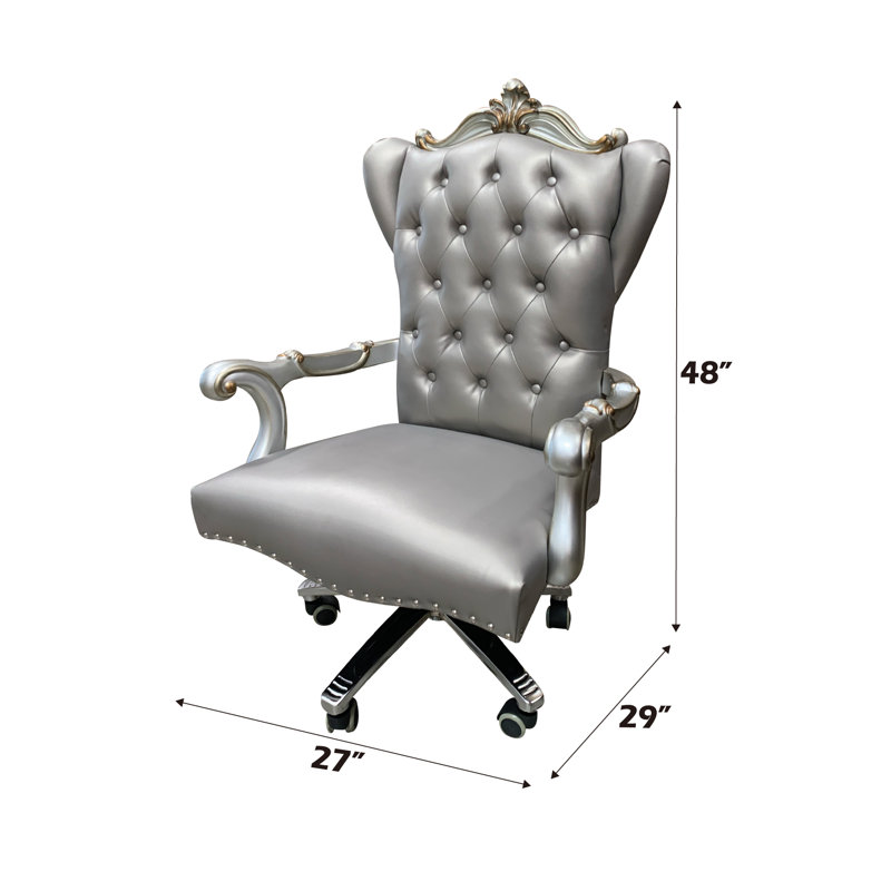 Versailles Executive Swivel Tufted Office Chair, Silver, Antique Platinum