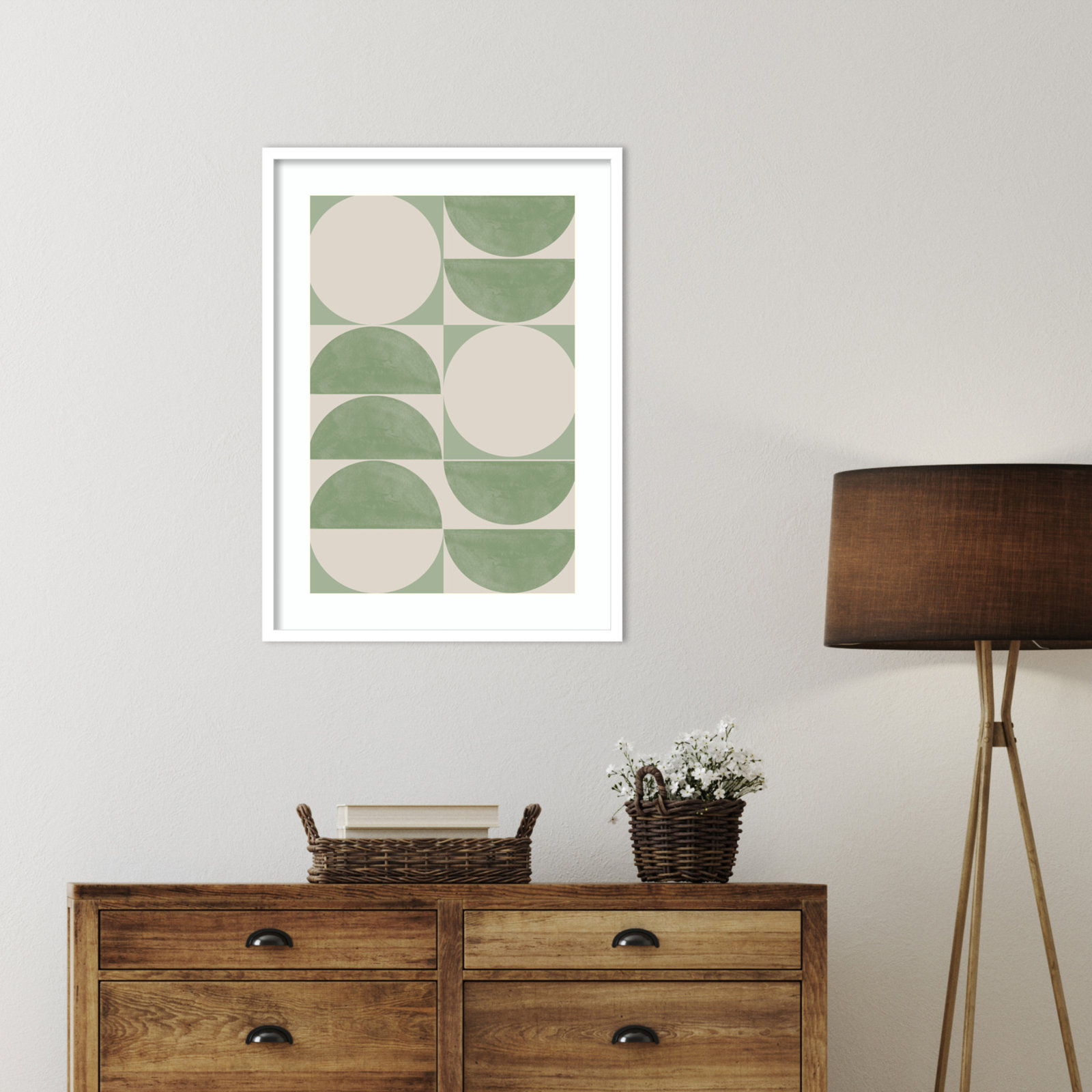 Mid Century Modern 01 Print, White, 33" H x 24" W