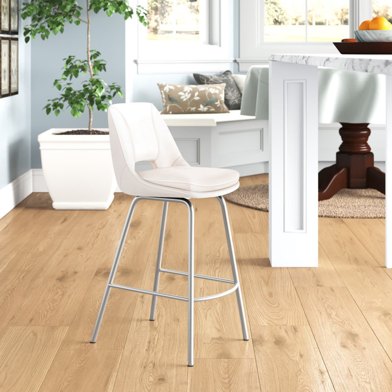 Asya Swivel Counter or Bar Height Armless Bar Stool with Footrest in Faux Leather and Metal, Black Faux Leather, Black Matte