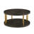 Sula Gold Finish Metal Dark Brown Faux Shagreen Round Table - Dark Brown, Coffee Table