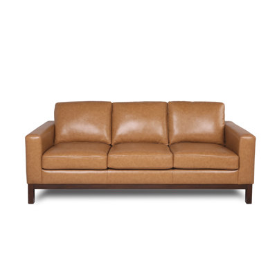Aveigha Alison 84" Genuine Leather Square Arm Sofa