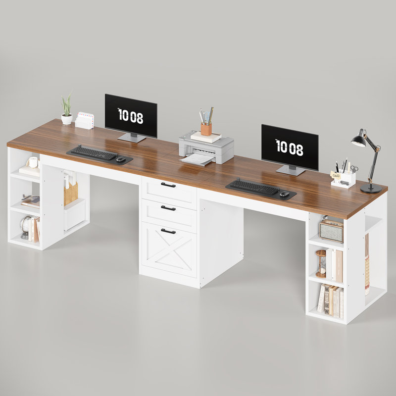 Bureau de direction 96,5 po, Brun / Blanc