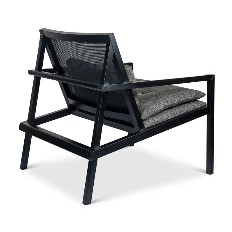 Modern Brazilian Lounge Chair, Slate Polyester Blend/Black Frame