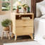 Table de chevet cannelée moderne avec station de charge USB et prises de courant - 2 tiroirs et tablette ouverte - Pieds en bois robuste - Table de chevet pour chambre à coucher, salon, bureau - couleur noyer-485342164