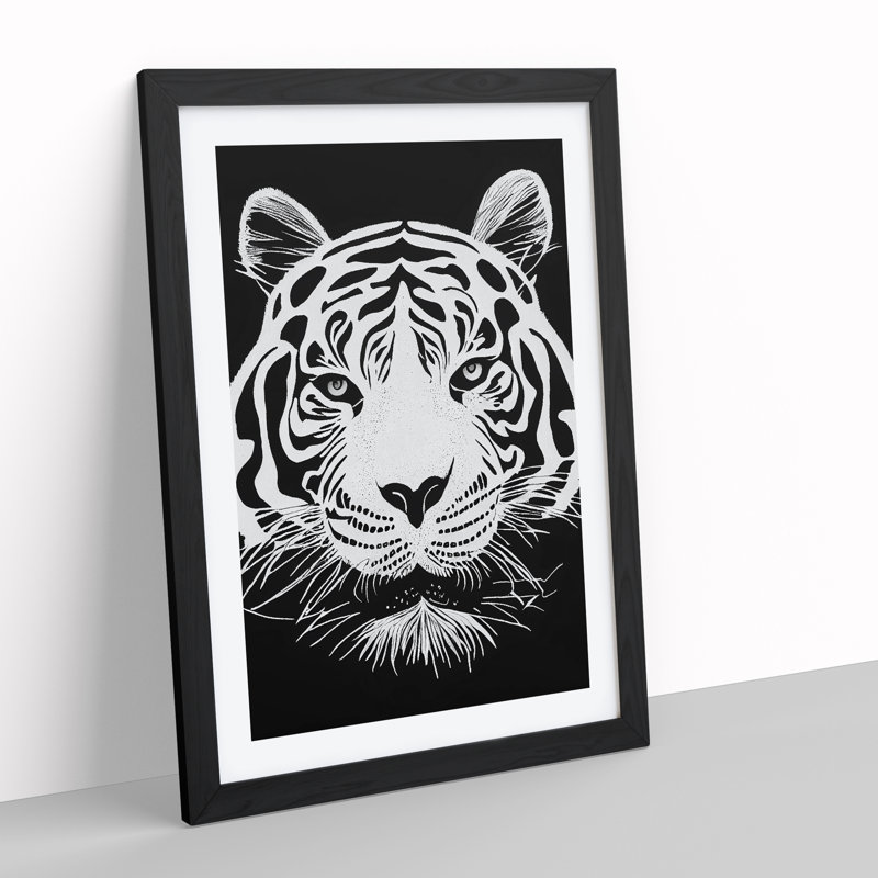 Monochrome Tiger No.3 - Framed Print, Black Framed, 64cm H x 46cm W x 2cm D