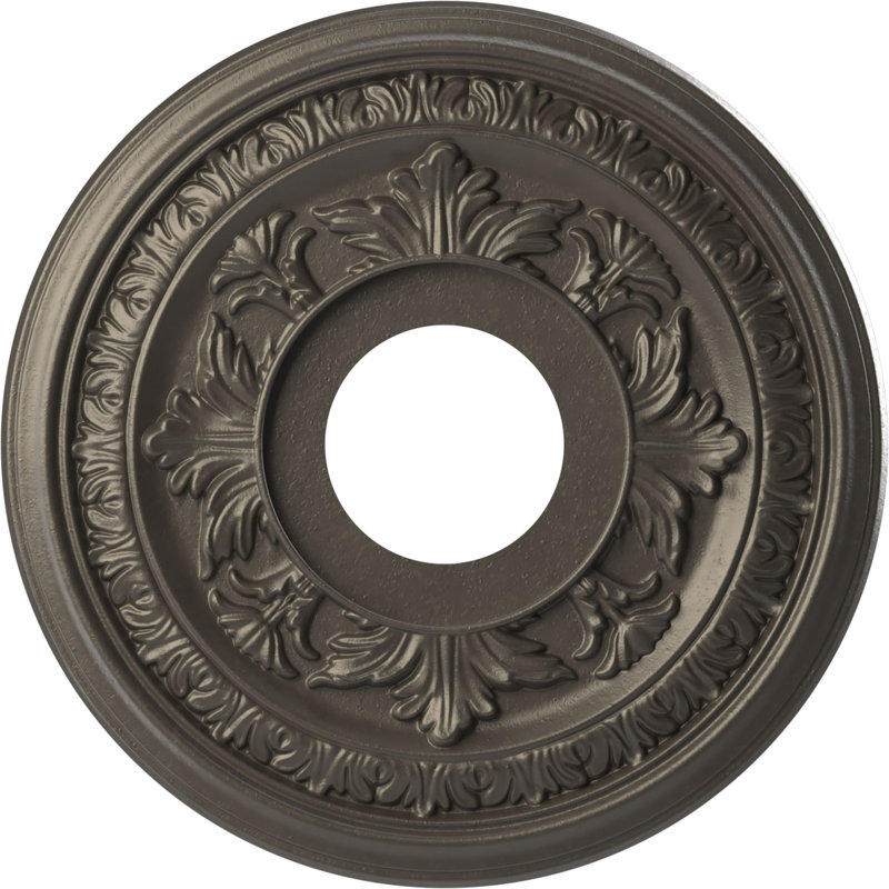 Médaillon de plafond en PVC thermoformé Baltimore, Acier métallique vieilli, H 13 po x l 13 po x P 0,75 po