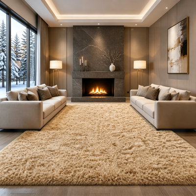 Aalieyah Deep Pile Fluffy Shaggy Area Rug for Indoor Use camel