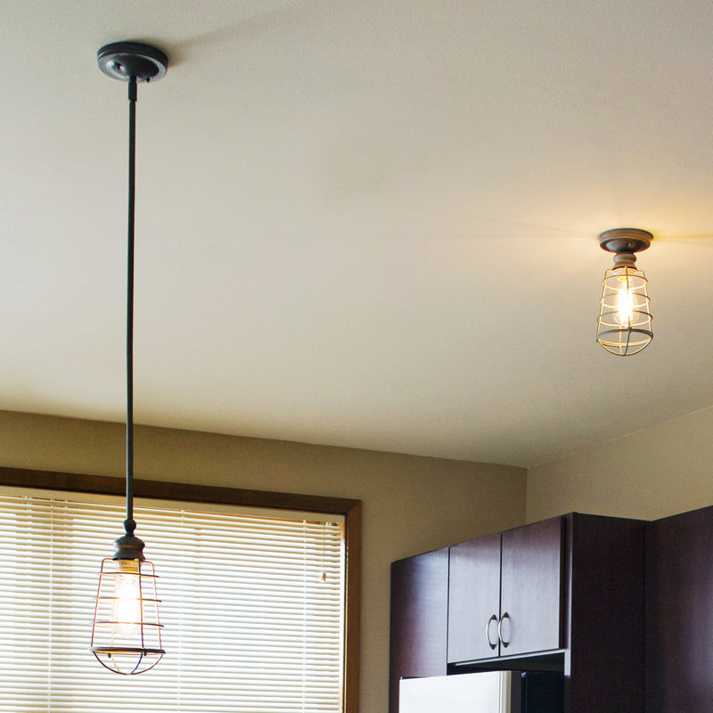 Diaundra Steel Semi Flush Mount, Textured Coffee Bronze