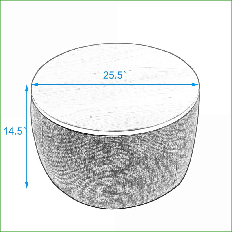 Repose-pieds avec rangement, table de bout / repose-pieds 2 en 1, 25,5 x 25,5 x 14,5, gris clair | Plateau en panneau de fibres à densité moyenne