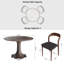 Ensemble de table de cuisine / salle à manger à motif floral en bois massif (1 table, 4 chaises / 6 chaises) Une pièce maîtresse florissante pour votre maison-397568183-397568186-397568189
