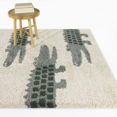 Allan Blue/Green Kids Alligator Area Rug