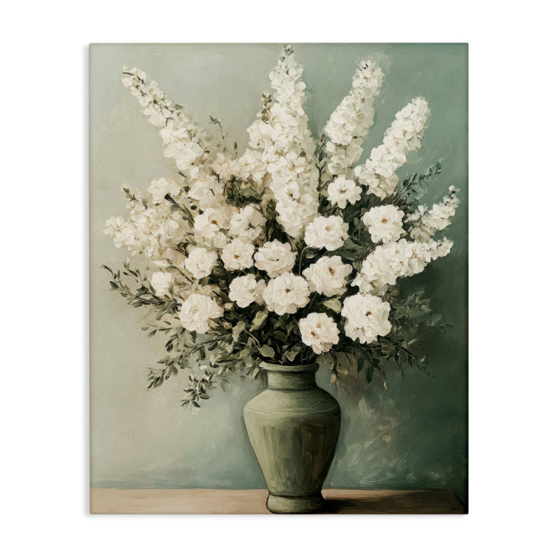 Fleurs dans un vase vert, design par Petal Prints Design, H 20 po x l 16 po