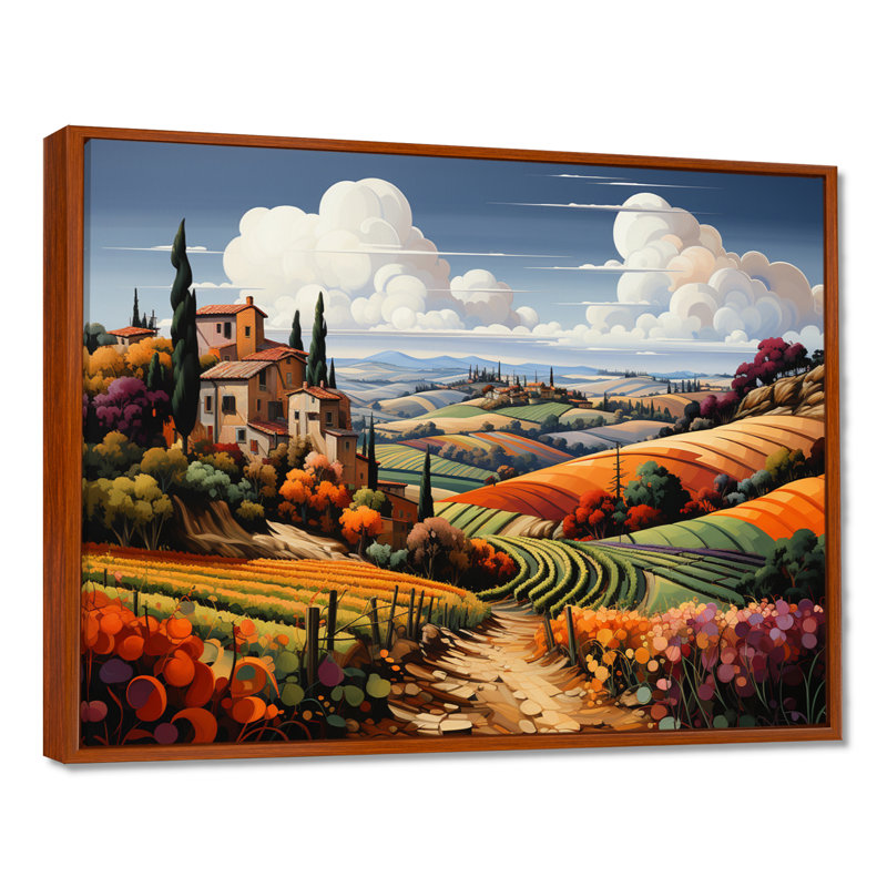 Italie, Toscane, vignobles I - Italie, impressions encadrées, H 34 po x l 44 po, Cadre flottant brun