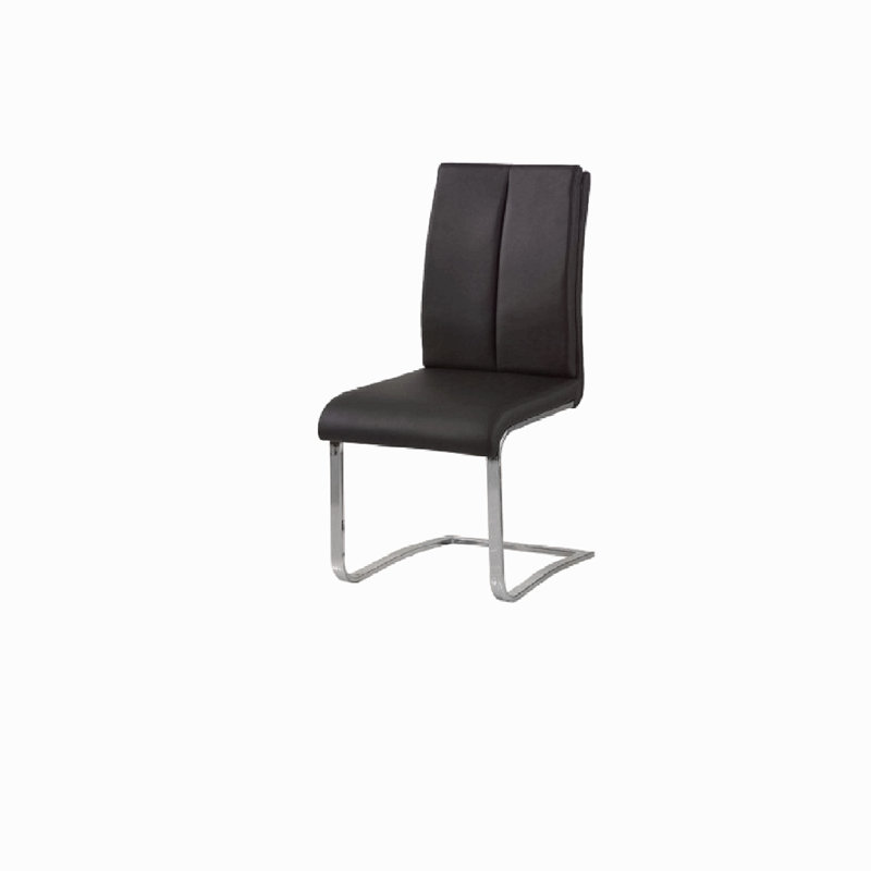 Ensemble de 2 chaises d'appoint rembourrées en similicuir et structure en métal chromé, Noir