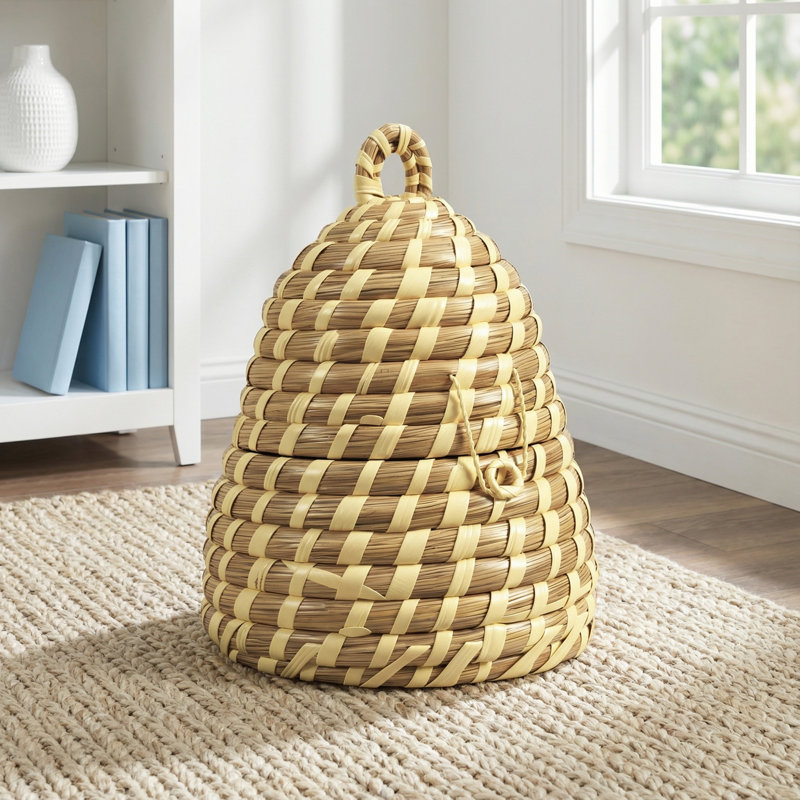  Handcrafted Garden Basket – Bee Skep Shape for Storage or Decor, Set Of 2