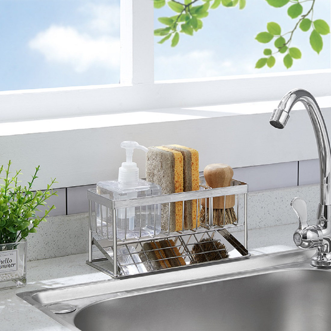 Home Basics Kitchen Sink Stainless Steel Sponge Holder & Reviews