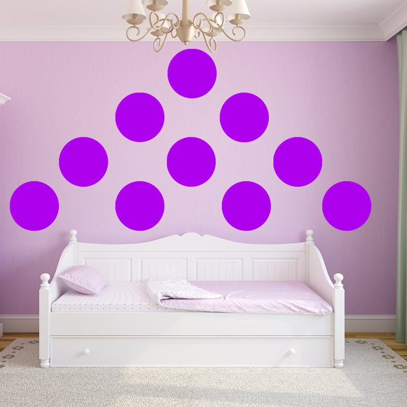 Décalcomanie murale Pois géants, Mauve, 12 pouces
