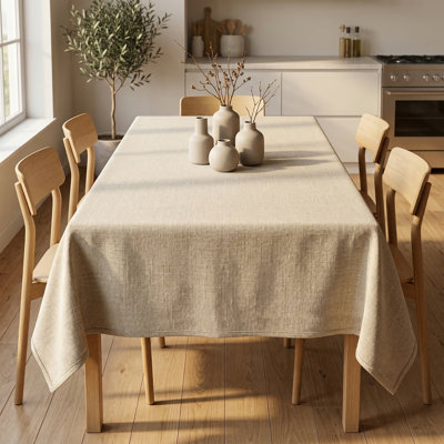  Nappe imperméable Milan rectangulaire couleur lin 52 x 70 | Nappe en polyester essuyable | Housse de table de salle à manger résistante aux taches