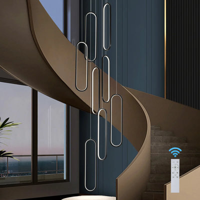Cocoon Keysha 8 - Light Dimmable Unique Chandelier Large Long Cluster Pendant for Stairs Hallway with Remote Control