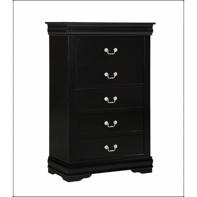 Armoire de rangement contemporaine élégante en bois massif avec 1 tiroir et 1 tiroir Louis Philip, Noir