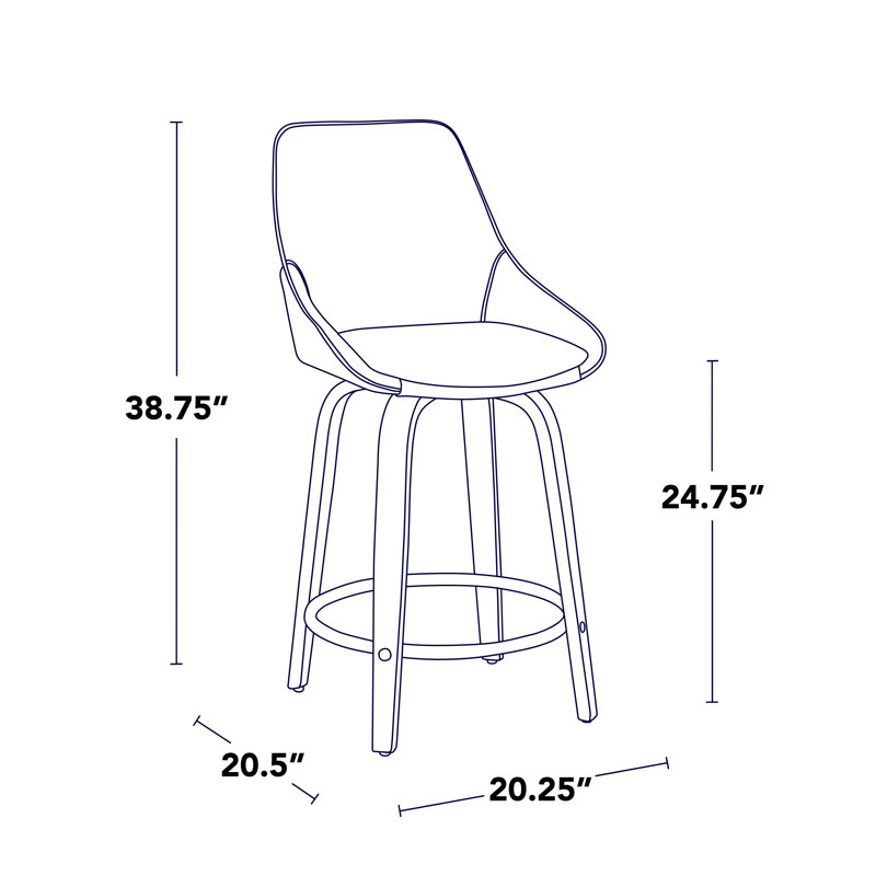 Tabouret de comptoir Rebecka Diana - ensemble de 2, Tabouret de comptoir (hauteur du siège : 24,75 po, Noir