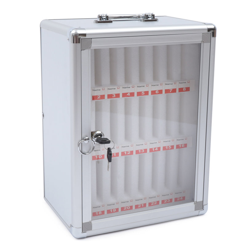 24 Slots Aluminum Alloy Pocket Chart Cell Phones Storage Cabinet for Cell Phones
