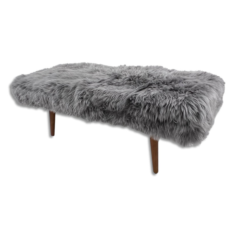 Austynn Sheepskin Bench, Grey