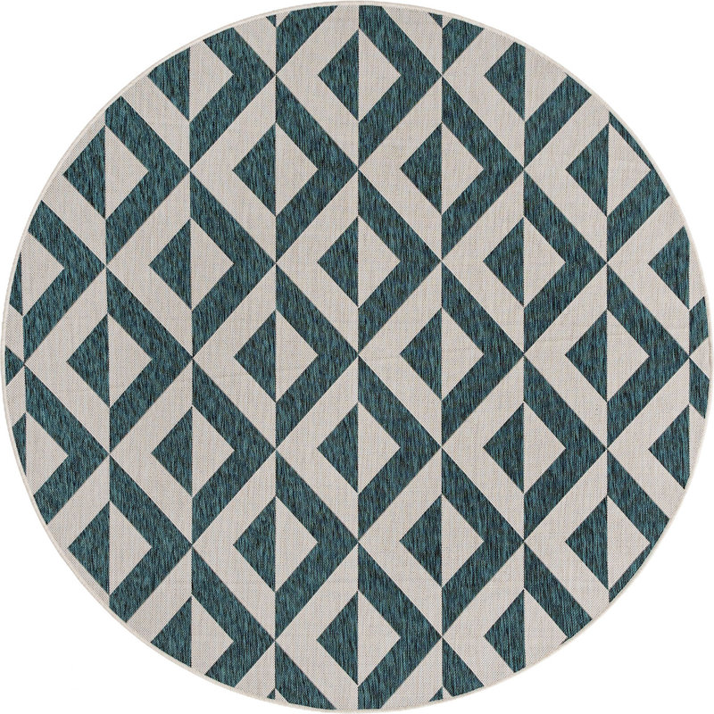 Outdoor Destiny Area Rug Sage Color, Round 6'7"
