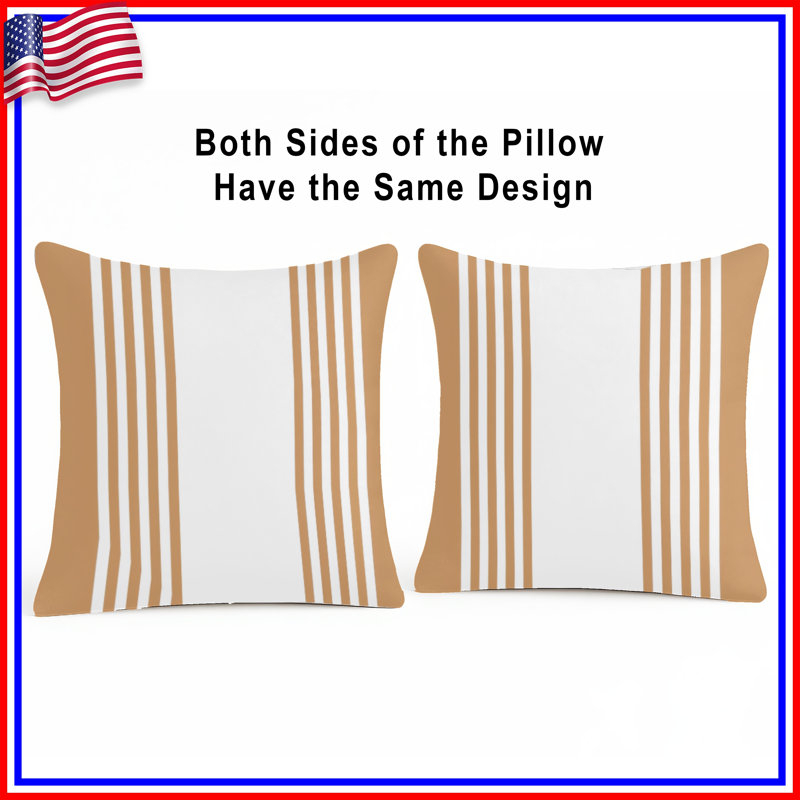 Beige White Stripes Double Sided Throw Pillows, 26 x 26 inches