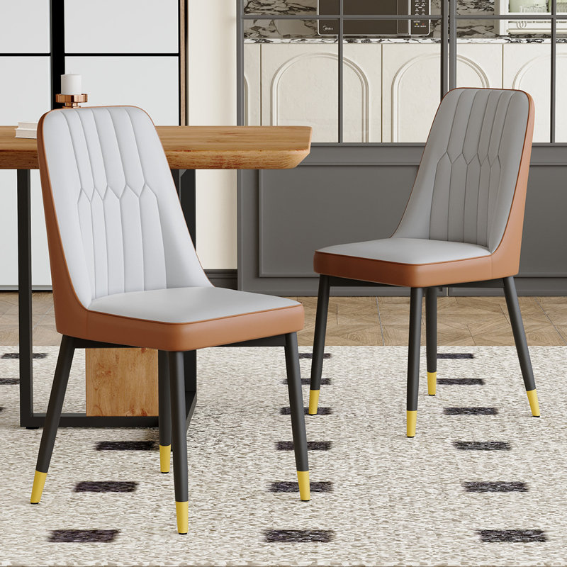 Ensemble de chaises de salle à manger Modern, 2, Gris / Brun, Noir