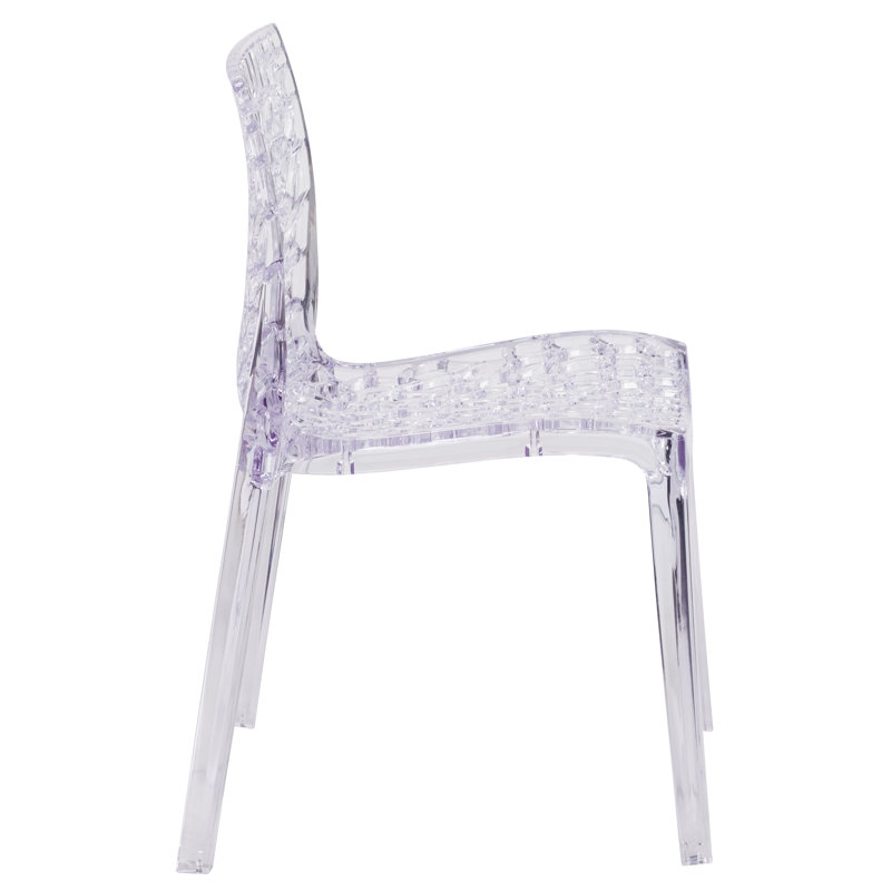 Amelia Transparent Artistic Pattern Stacking Side Chair Set