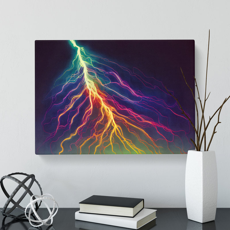 Watercolour Lightning Bolt Vol.2 - Wrapped Canvas, 35cm H x 50cm W x 3cm D