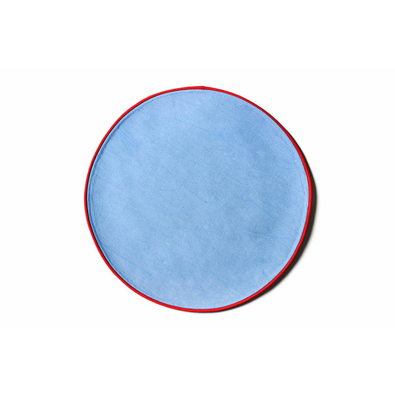 Cotton Blend Round Placemat, French Blue/Red