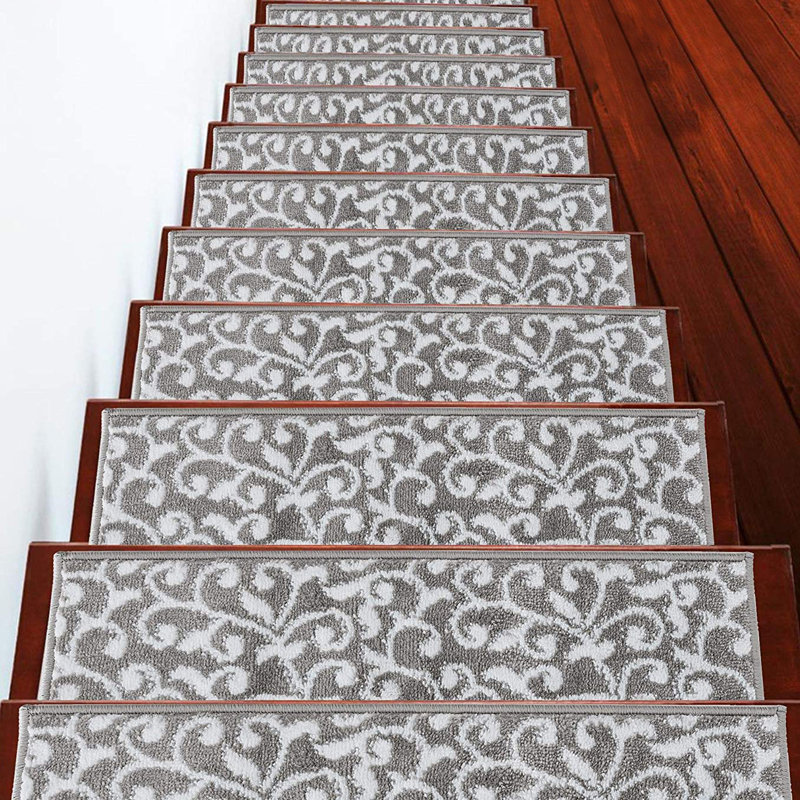 Tapis d'escalier intérieur antidérapant Cache, gris