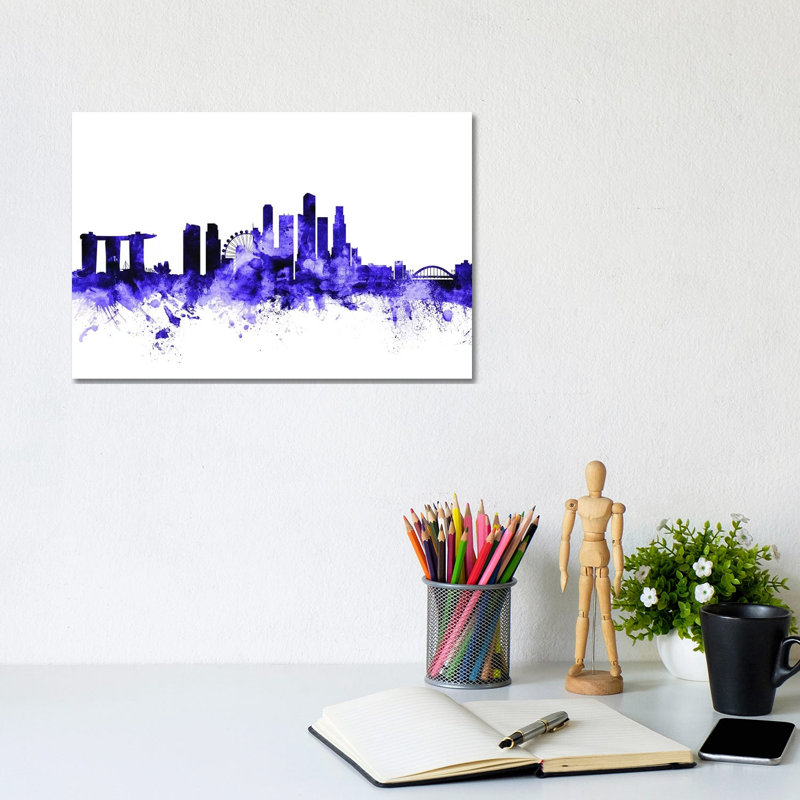 Singapore Skyline by Michael Tompsett - Wrapped Canvas Gallery-Wrapped Canvas Giclée, 20.32 cm H x 30.48 cm W