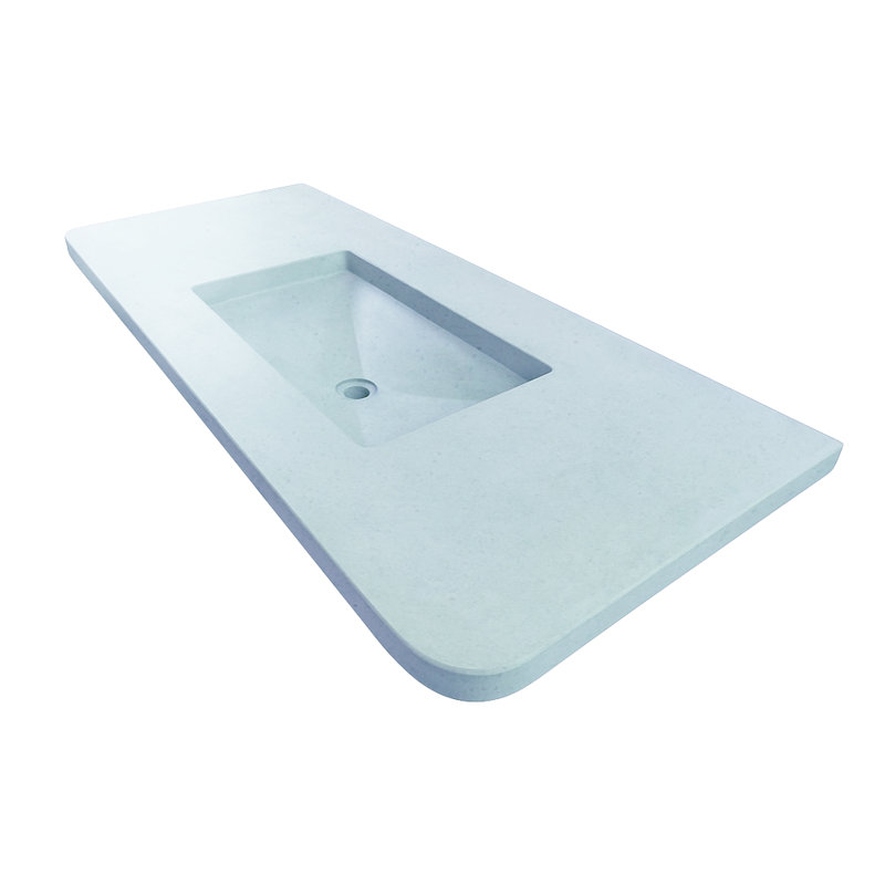Newterra Concrete Handmade Rectangular Console Bathroom Sink, Deck Mounted, Aqua