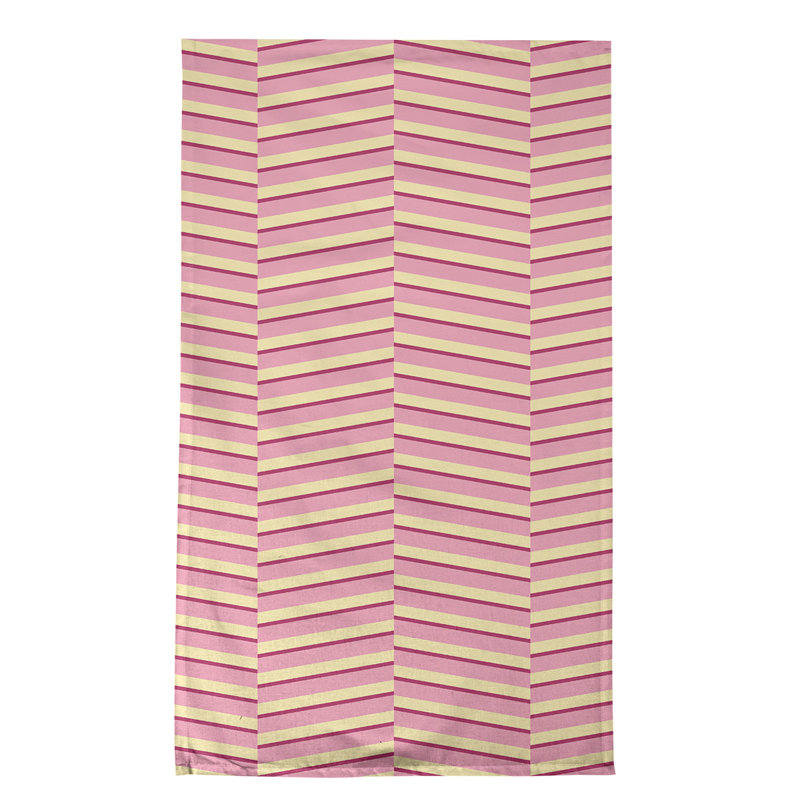 Torchon à rayures fracturées, Rose/jaune, Polyester sergé