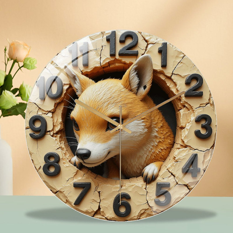 Horloge murale décorative mignonne Fox - 12 po
