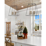 4 Light Large Open Frame Foyer Lantern in Transitional, Industrial Style Geometric Chandelier