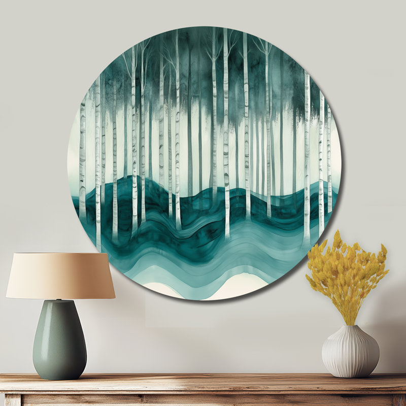 Isabeli - Paysages, art mural rond en métal, L 16 po x H 16 po