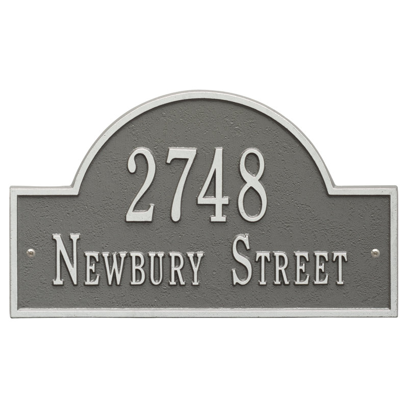 2-Line Wall Address Plaque, Pewter and Silver, Yes
