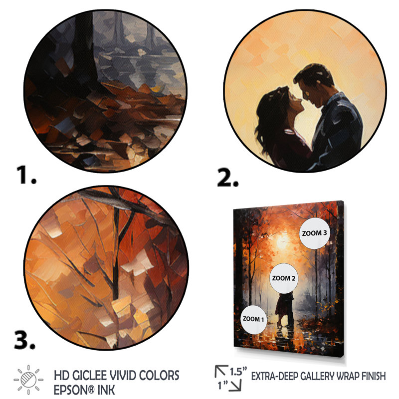 «Lorielle Romantic Couple Landscape Embraces The Sunset I», reproduction sur toile, Cadre photo noir